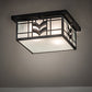 Meyda Lighting Monaca 21" 2-Light Black Cracked Ice Flush Mount Light With Frosted Seeded Shade Glass
