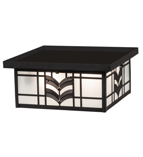 Meyda Lighting Monaca 21" 2-Light Black Cracked Ice Flush Mount Light With Frosted Seeded Shade Glass