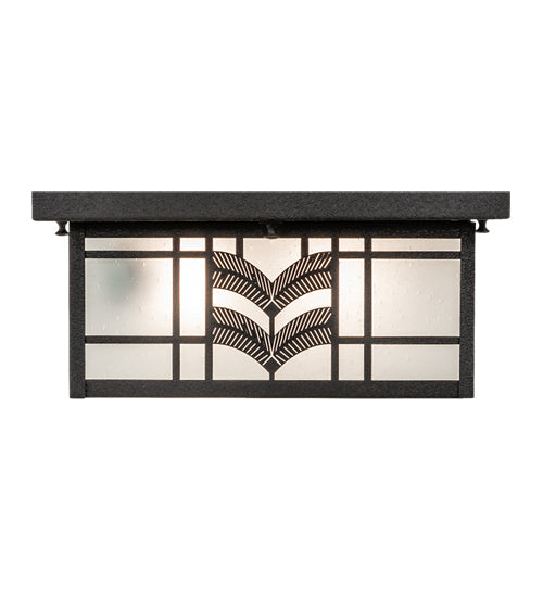 Meyda Lighting Monaca 21" 2-Light Black Cracked Ice Flush Mount Light With Frosted Seeded Shade Glass