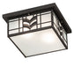 Meyda Lighting Monaca 21" 2-Light Black Cracked Ice Flush Mount Light With Frosted Seeded Shade Glass