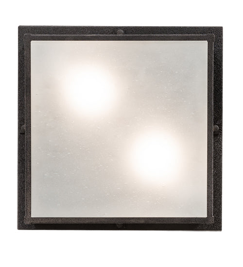 Meyda Lighting Monaca 21" 2-Light Black Cracked Ice Flush Mount Light With Frosted Seeded Shade Glass