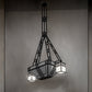 Meyda Lighting Monaca 70" 15-Light Black Cracked Ice Island Chandelier With Frosted Seeded Shade Glass
