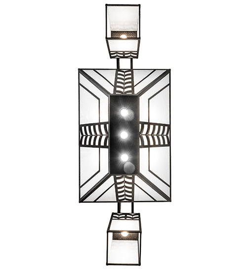 Meyda Lighting Monaca 70" 15-Light Black Cracked Ice Island Chandelier With Frosted Seeded Shade Glass