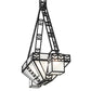 Meyda Lighting Monaca 70" 15-Light Black Cracked Ice Island Chandelier With Frosted Seeded Shade Glass