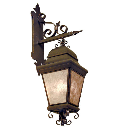 Meyda Lighting Monaco 11" 3-Light Gilded Tobacco Wall Sconce With Silver Mica Shade Glass