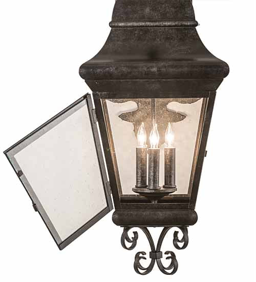 Meyda Lighting Monaco 11" 3-Light Smoke Monaco Lantern Wall Sconce With Clear Seeded Shade Glass