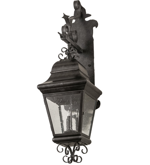 Meyda Lighting Monaco 11" 3-Light Smoke Monaco Lantern Wall Sconce With Clear Seeded Shade Glass