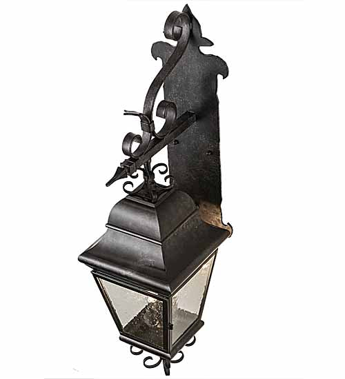 Meyda Lighting Monaco 11" 3-Light Smoke Monaco Lantern Wall Sconce With Clear Seeded Shade Glass