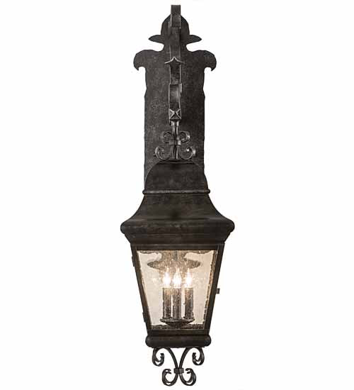 Meyda Lighting Monaco 11" 3-Light Smoke Monaco Lantern Wall Sconce With Clear Seeded Shade Glass