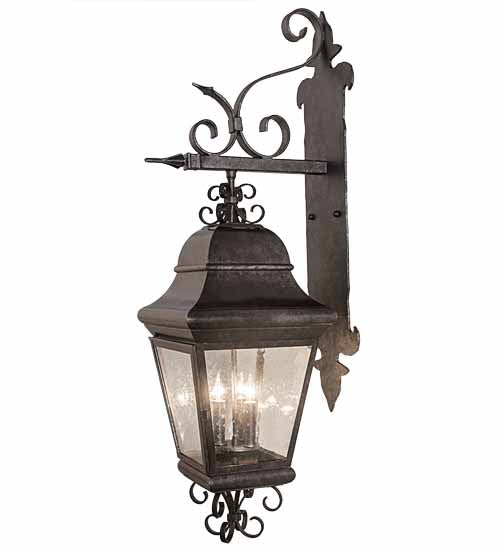 Meyda Lighting Monaco 11" 3-Light Smoke Monaco Lantern Wall Sconce With Clear Seeded Shade Glass