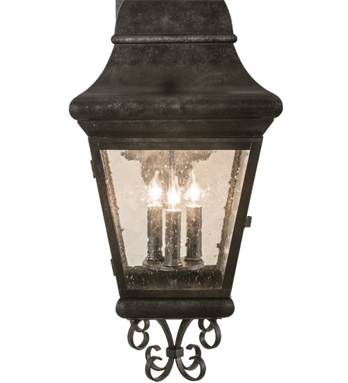 Meyda Lighting Monaco 11" 3-Light Smoke Monaco Lantern Wall Sconce With Clear Seeded Shade Glass