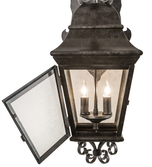 Meyda Lighting Monaco 9" 2-Light Smoke Lantern Wall Sconce With Clear Seeded Shade Glass