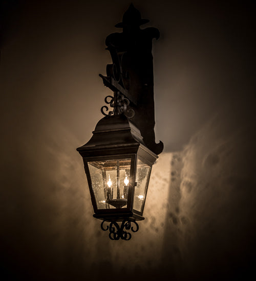 Meyda Lighting Monaco 9" 2-Light Smoke Lantern Wall Sconce With Clear Seeded Shade Glass