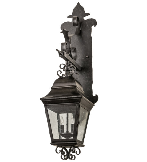 Meyda Lighting Monaco 9" 2-Light Smoke Lantern Wall Sconce With Clear Seeded Shade Glass