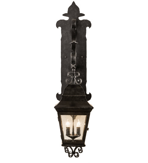 Meyda Lighting Monaco 9" 2-Light Smoke Lantern Wall Sconce With Clear Seeded Shade Glass