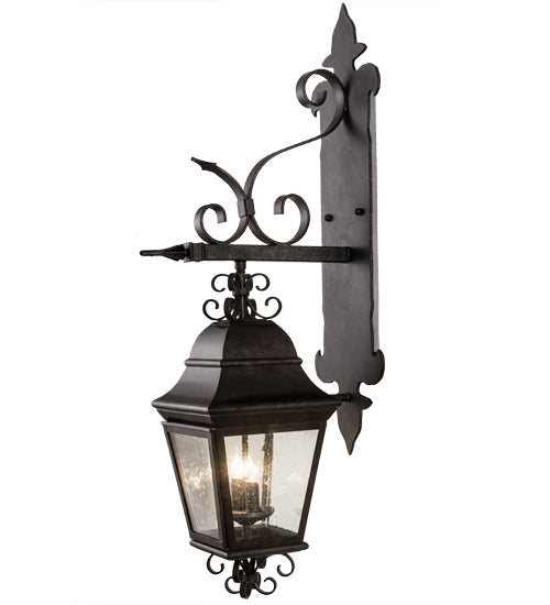 Meyda Lighting Monaco 9" 2-Light Smoke Lantern Wall Sconce With Clear Seeded Shade Glass