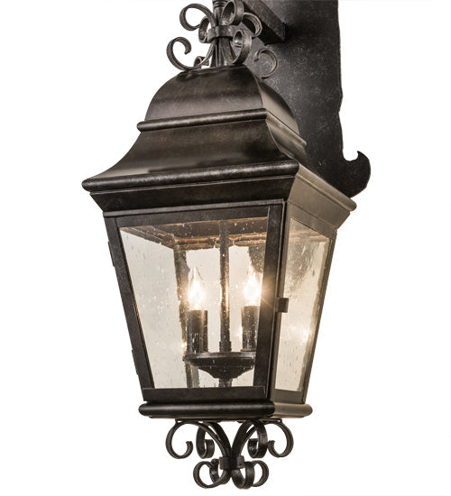 Meyda Lighting Monaco 9" 2-Light Smoke Lantern Wall Sconce With Clear Seeded Shade Glass