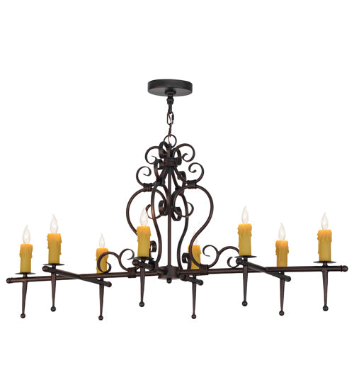 Meyda Lighting Monica 48" 8-Light Mahogany Bronze Island Chandelier With Ivory Faux Candlelight