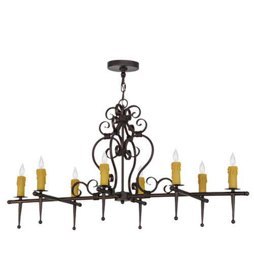 Meyda Lighting Monica 48" 8-Light Mahogany Bronze Island Chandelier With Ivory Faux Candlelight