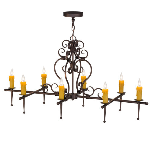 Meyda Lighting Monica 48" 8-Light Mahogany Bronze Island Chandelier With Ivory Faux Candlelight