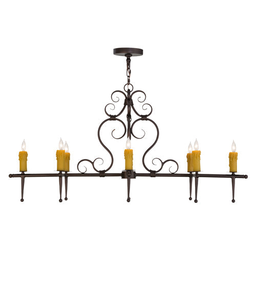 Meyda Lighting Monica 48" 8-Light Mahogany Bronze Island Chandelier With Ivory Faux Candlelight