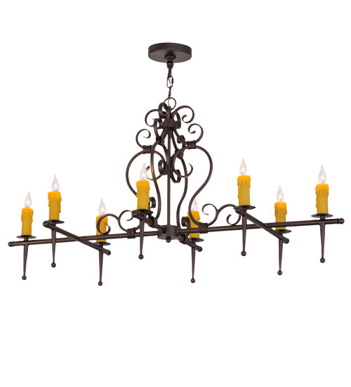 Meyda Lighting Monica 48" 8-Light Mahogany Bronze Island Chandelier With Ivory Faux Candlelight
