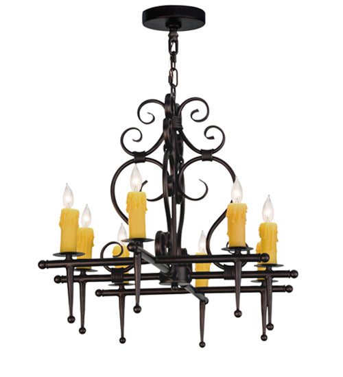 Meyda Lighting Monica 48" 8-Light Mahogany Bronze Island Chandelier With Ivory Faux Candlelight