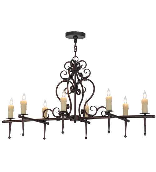 Meyda Lighting Monica 48" 8-Light Mahogany Bronze Island Chandelier With Ivory Faux Candlelight