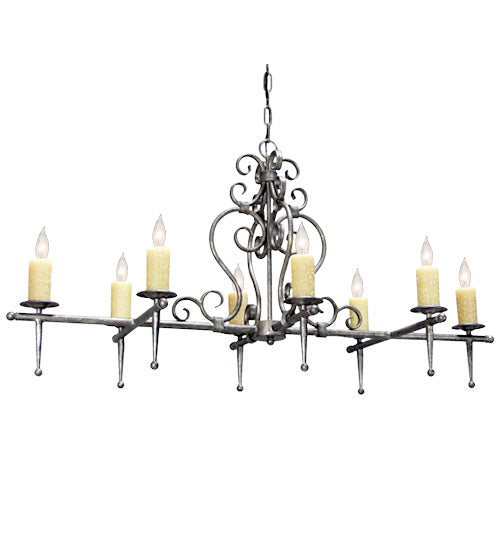 Meyda Lighting Monica 48" 8-Light Smoke Island Chandelier With Ivory Faux Candlelight