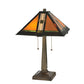 Meyda Lighting Montana Mission 22" 2-Light Antique Table Lamp With Honey Beige & Grass Green Shade Glass