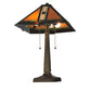 Meyda Lighting Montana Mission 22" 2-Light Antique Table Lamp With Honey Beige & Grass Green Shade Glass