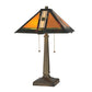 Meyda Lighting Montana Mission 22" 2-Light Antique Table Lamp With Honey Beige & Grass Green Shade Glass