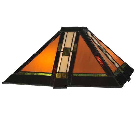 Meyda Lighting Montana Mission 22" 2-Light Antique Table Lamp With Honey Beige & Grass Green Shade Glass
