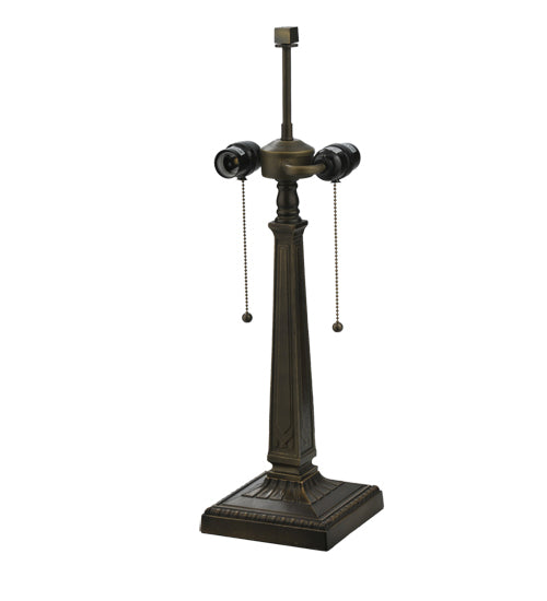 Meyda Lighting Montana Mission 22" 2-Light Antique Table Lamp With Honey Beige & Grass Green Shade Glass