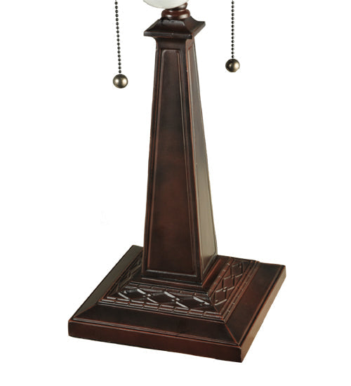 Meyda Lighting Montana Mission 24" 2-Light Mahogany Bronze Table Lamp With Multi-Colored Shade Glass
