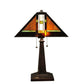 Meyda Lighting Montana Mission 24" 2-Light Mahogany Bronze Table Lamp With Multi-Colored Shade Glass