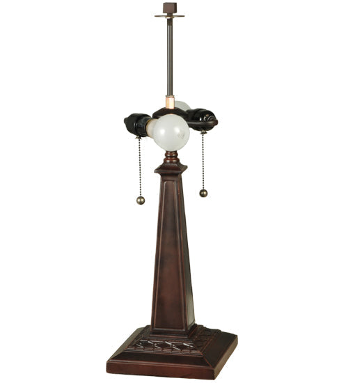 Meyda Lighting Montana Mission 24" 2-Light Mahogany Bronze Table Lamp With Multi-Colored Shade Glass