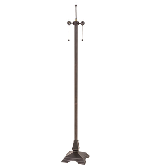 Meyda Lighting Montana Mission 61" 2-Light Mahogany Bronze Floor Lamp With Multi-Colored Shade Glass