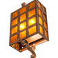 Meyda Lighting Monte Cristo 10" 2-Light Antique Rust Wall Sconce With Amber Mica Shade Glass