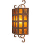 Meyda Lighting Monte Cristo 10" 2-Light Antique Rust Wall Sconce With Amber Mica Shade Glass