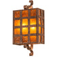 Meyda Lighting Monte Cristo 10" 2-Light Antique Rust Wall Sconce With Amber Mica Shade Glass