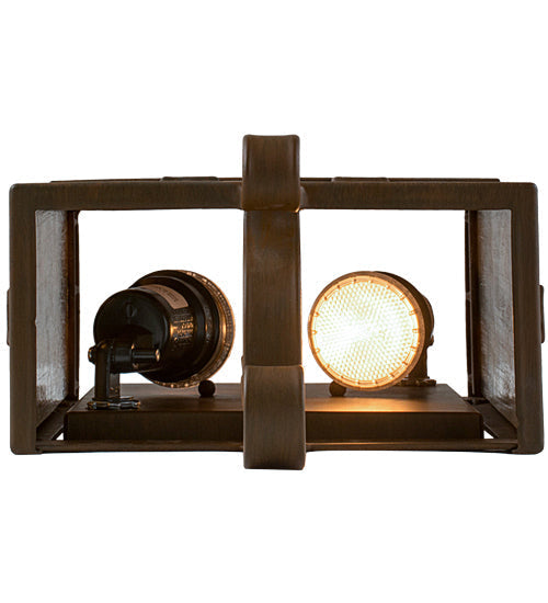 Meyda Lighting Monte Cristo 10" 2-Light Rustic Iron Wall Sconce With Amber Mica Shade Glass