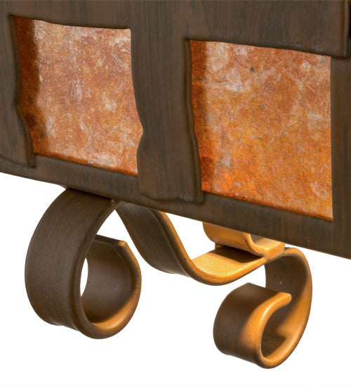 Meyda Lighting Monte Cristo 10" 2-Light Rustic Iron Wall Sconce With Amber Mica Shade Glass