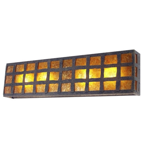 Meyda Lighting Monte Cristo 36" 4-Light Antiquity Vanity Light With Amber Mica Shade Glass