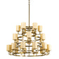 Meyda Lighting Montecito 60" 24-Light LED Brass Powder Coat Ritz Chandelier With Clear & Beige Shade