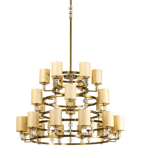 Meyda Lighting Montecito 60" 24-Light LED Brass Powder Coat Ritz Chandelier With Clear & Beige Shade
