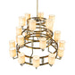Meyda Lighting Montecito 60" 24-Light LED Brass Powder Coat Ritz Chandelier With Clear & Beige Shade