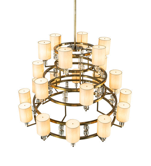 Meyda Lighting Montecito 60" 24-Light LED Brass Powder Coat Ritz Chandelier With Clear & Beige Shade