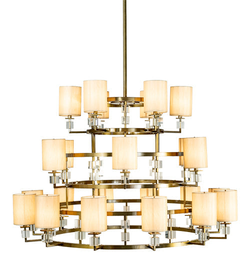 Meyda Lighting Montecito 60" 24-Light LED Brass Powder Coat Ritz Chandelier With Clear & Beige Shade