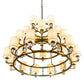 Meyda Lighting Montecito 60" 24-Light LED Brass Powder Coat Ritz Chandelier With Clear & Beige Shade